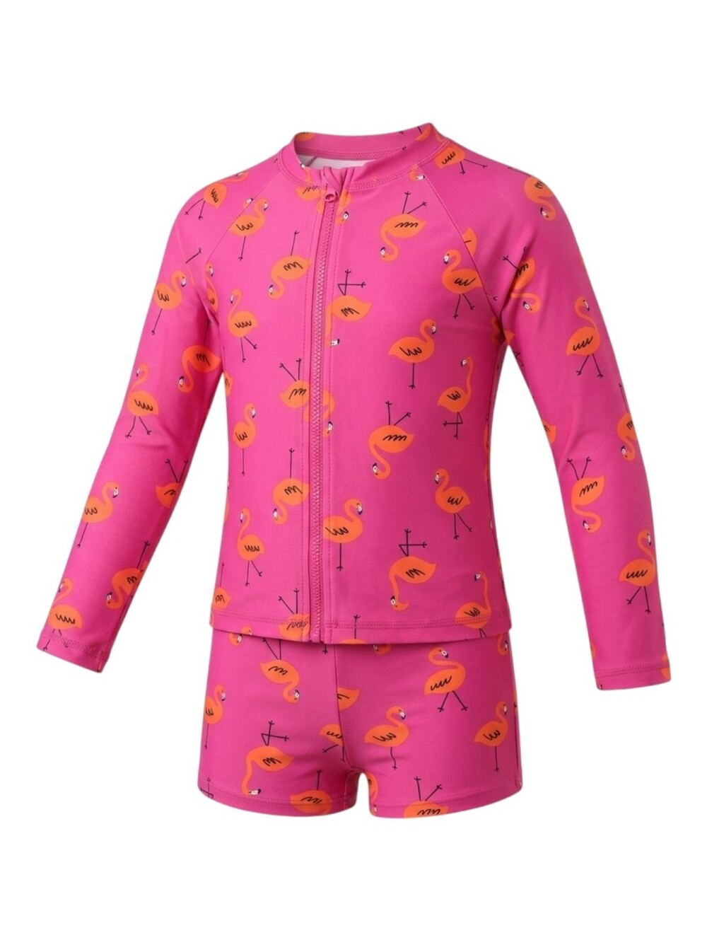 Hanna Andersson Kids Two Piece Modest Swimsuit Rashguard Pink Flamingo Girls 6 7